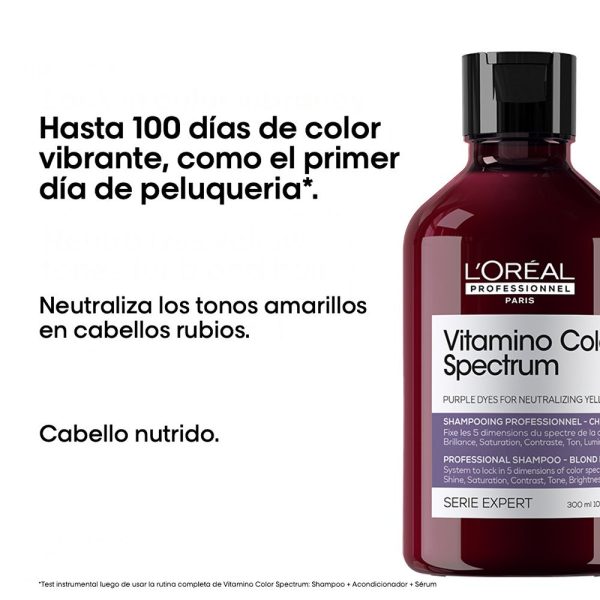 Shampoo Cuidado del Color Neutralizador Violeta Vitamino Color Spectrum 300ml L’Oréal Professionnel - Imagen 2