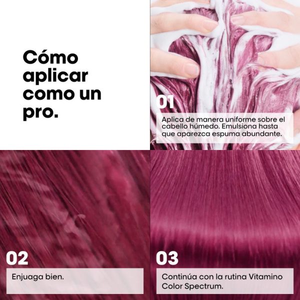 Shampoo Cuidado del Color Neutralizador Violeta Vitamino Color Spectrum 300ml L’Oréal Professionnel - Imagen 5