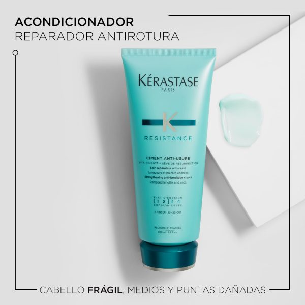 Acondicionador Kérastase Résistance Ciment Anti-Usure Reconstruye Cabello Dañado 200ml - Imagen 2