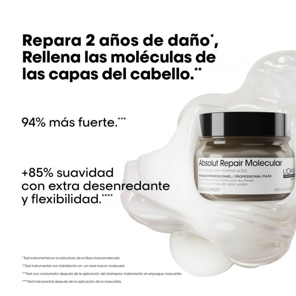 Mascarilla Reparadora Absolut Repair Molecular - L'Oréal Professionel 250 ml - Imagen 4