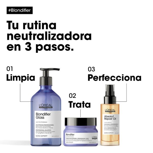 Mascarilla Blondifier Reparadora e Iluminadora Del Cabello Rubio - L'Oréal Professionel 250 ml - Imagen 6