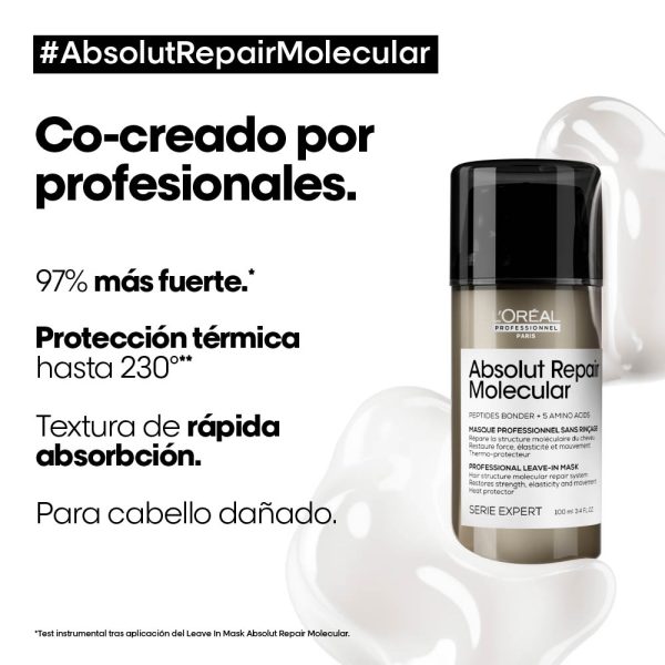 Mascarilla reparadora Leave-in Absolut Repair Molecular - L'Oréal Professionel 100 ml - Imagen 5