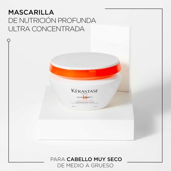 Mascarilla Kerastase Nutritive Masquistense Riche, Cabellos muy secos medio a grueso 200ml - Imagen 2