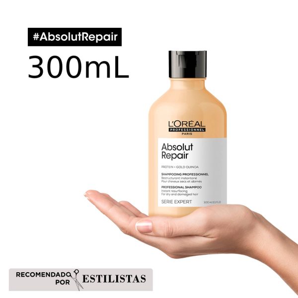 Shampoo Absolut Repair Reparación Cabello Dañado - L'Oréal Professionel 300 ml - Imagen 4