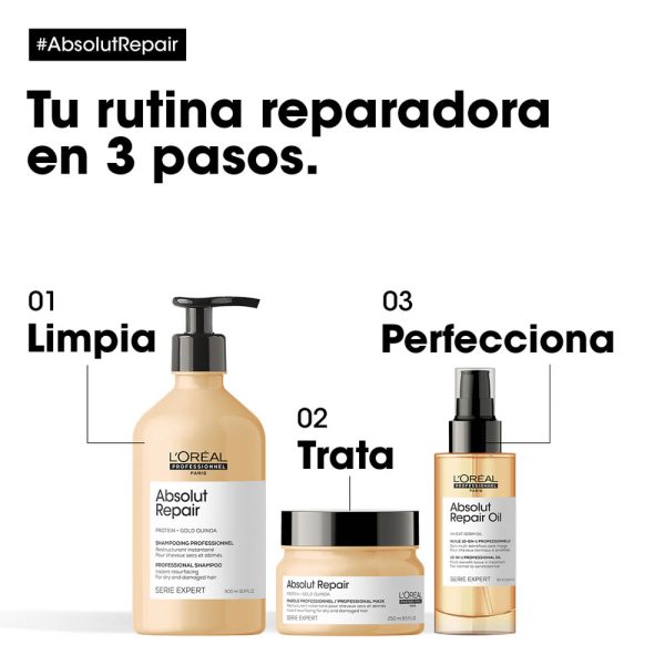Shampoo Absolut Repair Reparación Cabello Dañado - L'Oréal Professionel 500ml - Imagen 4