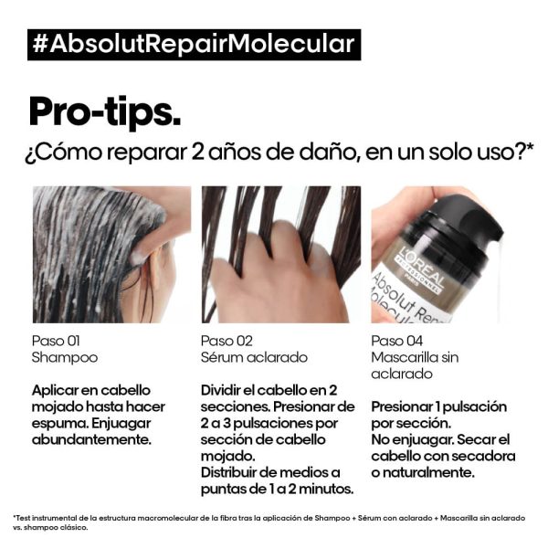 Shampoo reparador Absolut Repair Molecular - L'Oréal Professionel 300 ml - Imagen 4