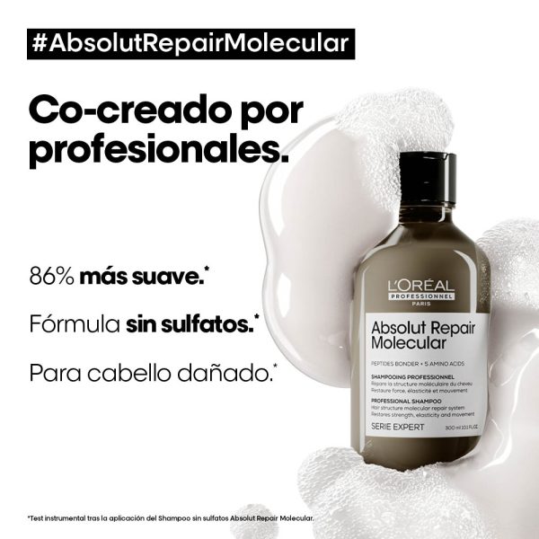 Shampoo reparador Absolut Repair Molecular - L'Oréal Professionel 300 ml - Imagen 5