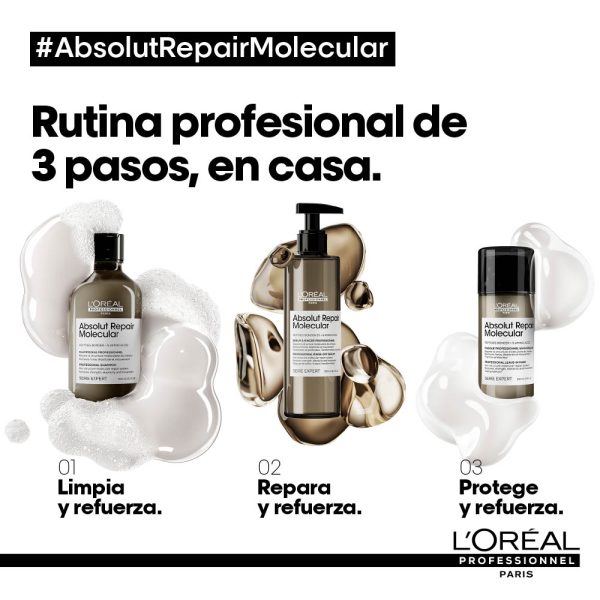 Shampoo reparador Absolut Repair Molecular - L'Oréal Professionel 300 ml - Imagen 7