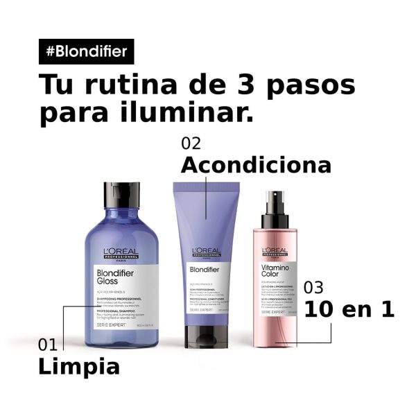 Shampoo Blondifier Gloss Nutrición y Cuidado Del Rubio - L'Oréal Professionel 300ml - Imagen 6