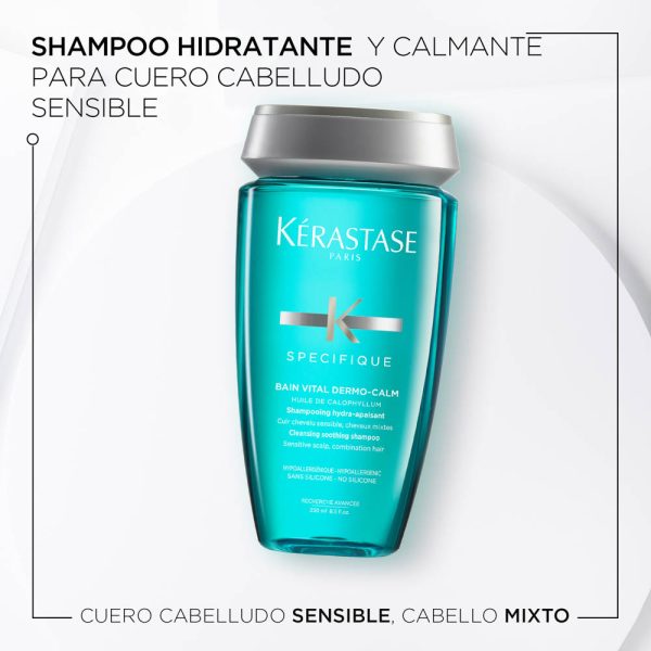 Shampoo Cuero Cabelludo Irritado Kérastase Spécifique Bain Vital Dermo Calm 250ml (Cuero Cabelludo Graso) - Imagen 2