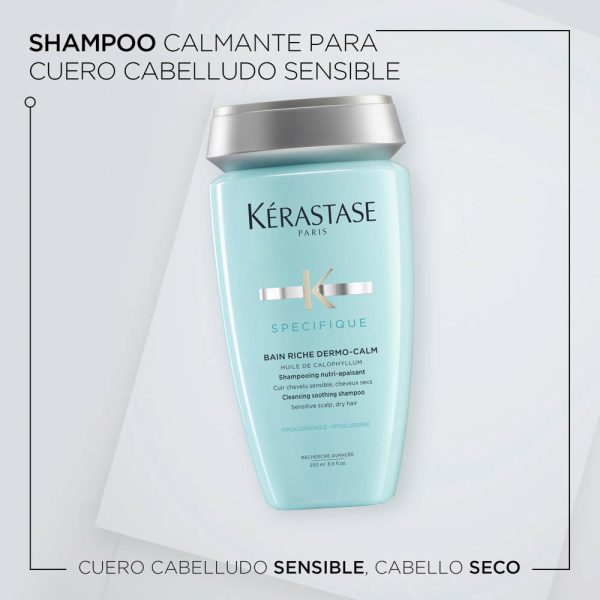 Shampoo Cuero Cabelludo Irritado Kérastase Spécifique Bain Riche Dermo Calm 250ml (Cuero Cabelludo Seco) - Imagen 2