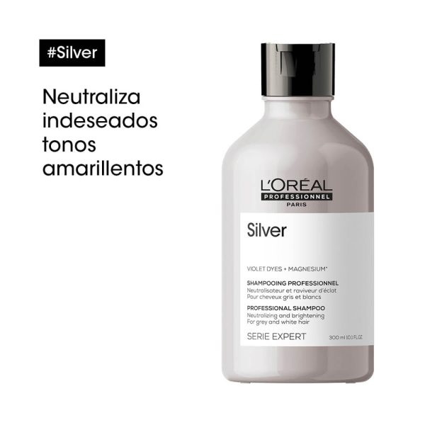 Shampoo Silver Cuidado Del Cabello Blanco - L'Oréal Professionel 300 ml - Imagen 4