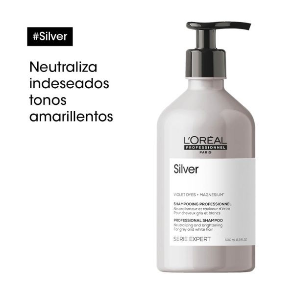 Shampoo Silver Cuidado Del Cabello Blanco - L'Oréal Professionel 500 ml - Imagen 4