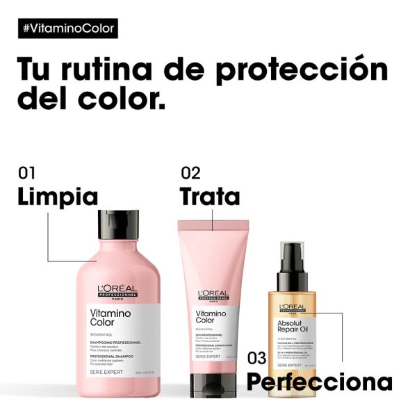 Shampoo Vitamino Color Protección Cabello Con Color - L'Oréal Professionel 300 ml - Imagen 5